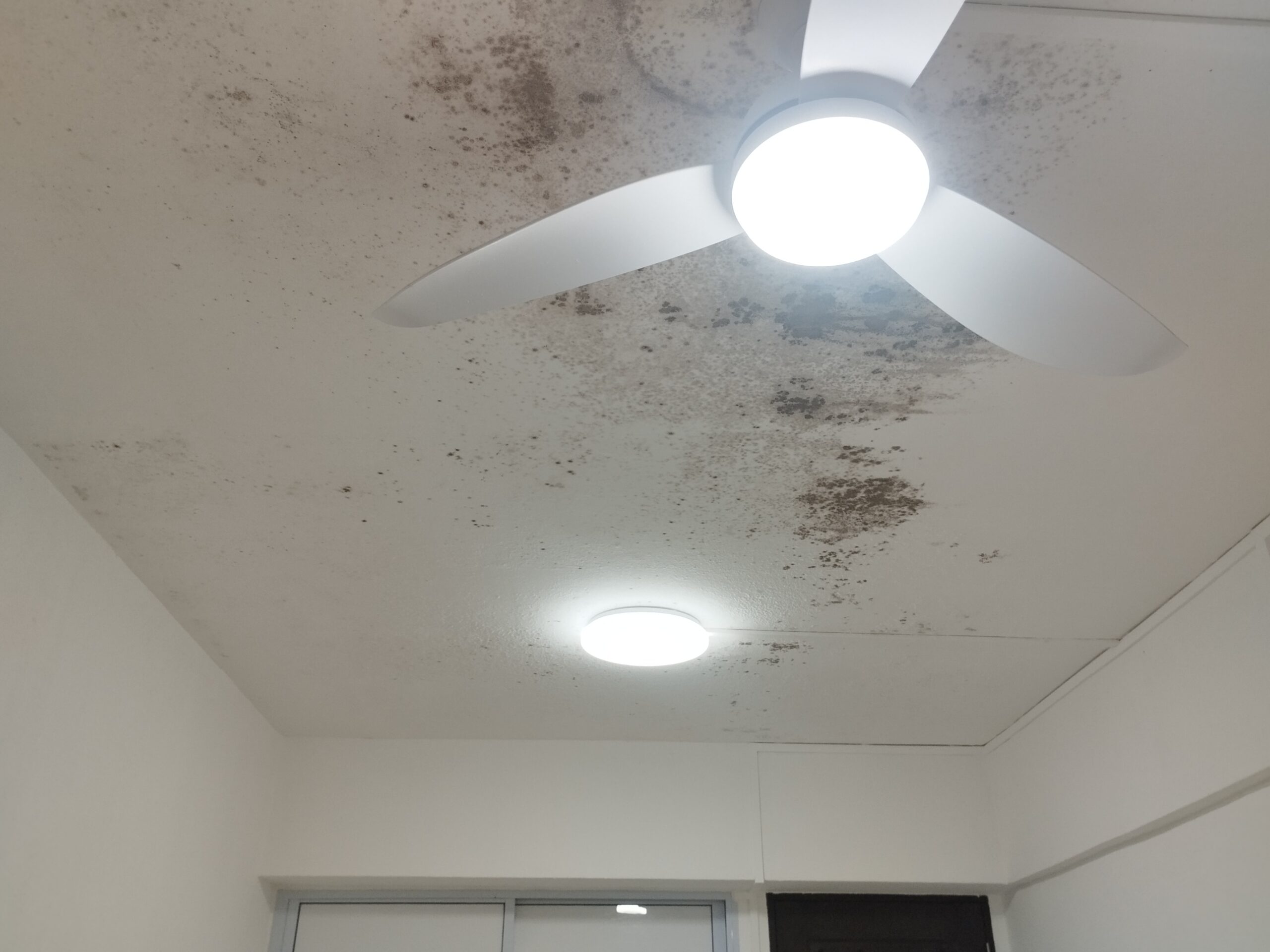 ceiling stain caused by bathroom waterproofing failure singapore